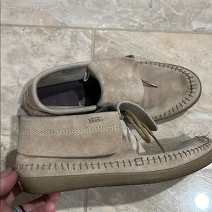 Vans Tan Slip-On Loafers with Moccasin Stitching